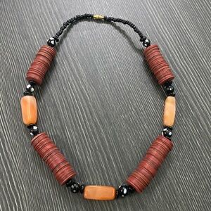 Bold Red and Orange  real stone African Layered Bead Necklace - Women Jewelry